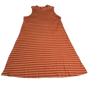MARIMEKKO STRIPED SLEEVELESS COTTON DRESS SZ XL EUC Orange Peach Made In Finland